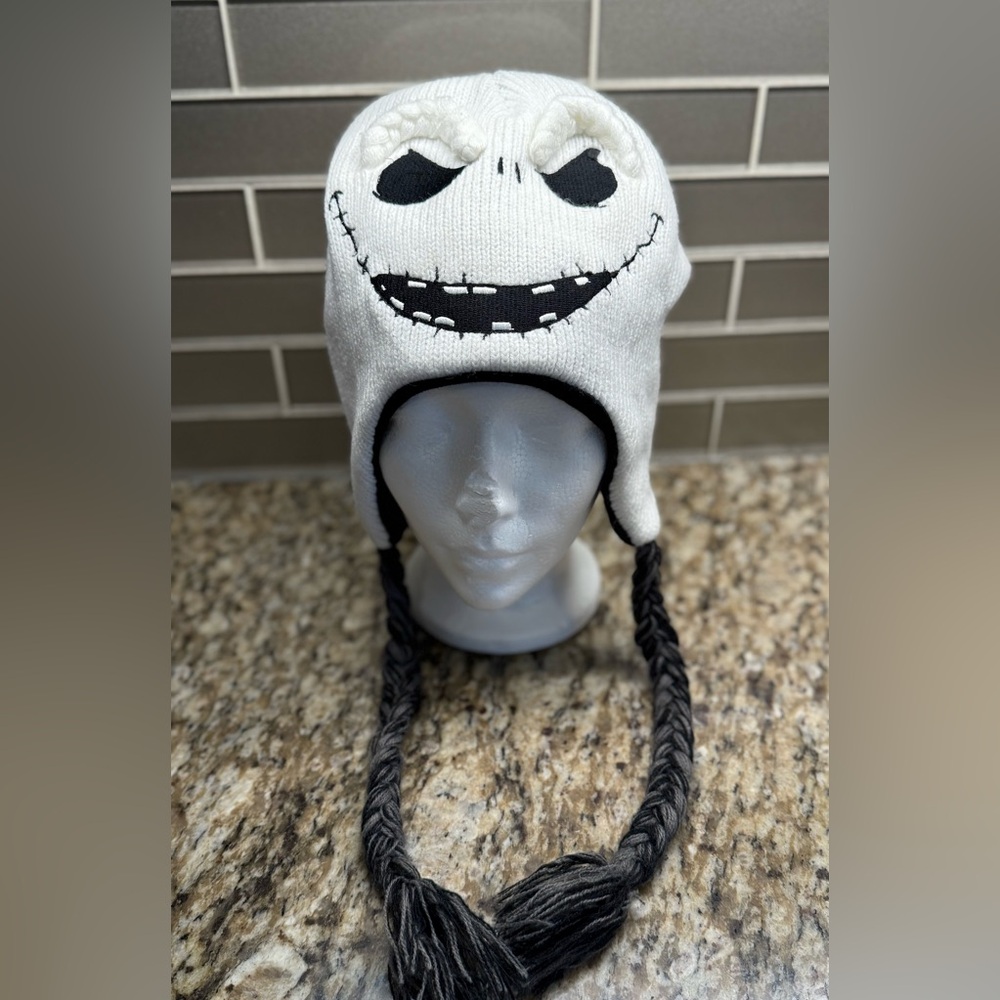 Disney Nightmare Before Christmas Jack Skellington Beanie White Winter Cap